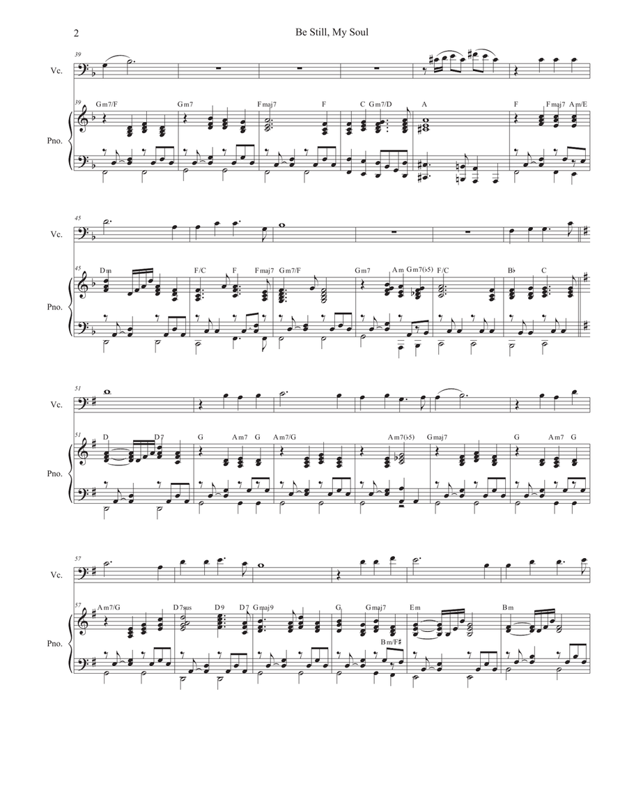 Be Still, My Soul (Cello solo and Piano) Be Still, My Soul (Cello solo and Piano) Piano scores gallery preview page 2