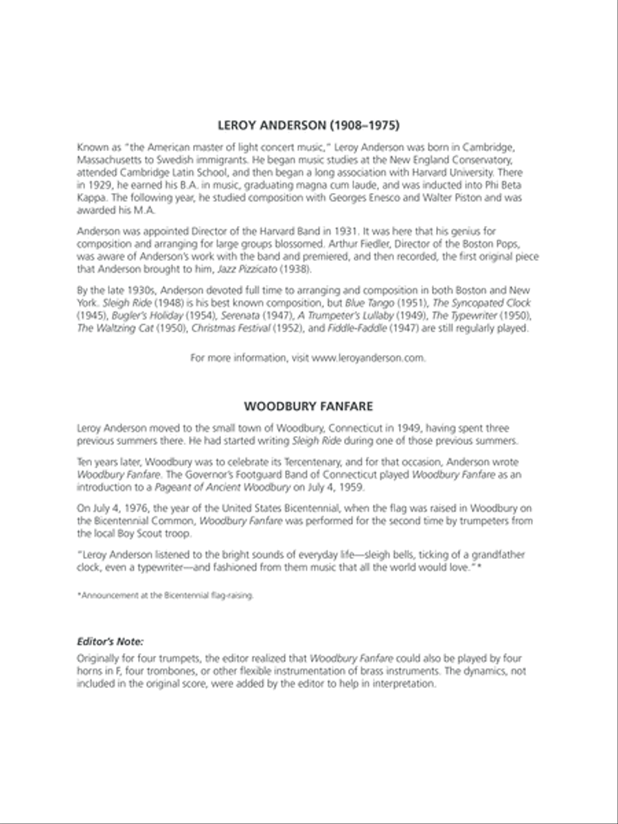 Woodbury Fanfare: Score Brass Quartet scores gallery preview page 2