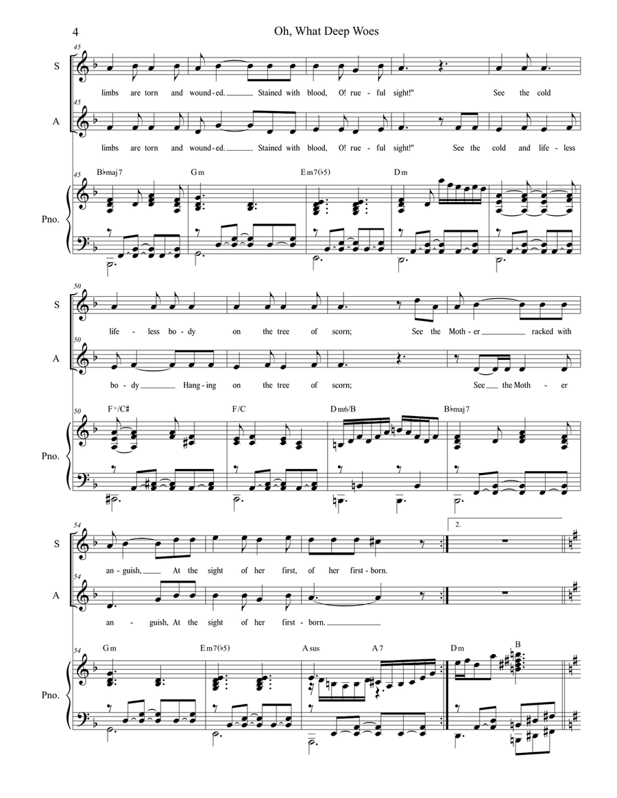 Oh, What Deep Woes (Pieta, Mater Dolorosa) (Duet for Soprano and Alto Solo) Alto Voice scores gallery preview page 4