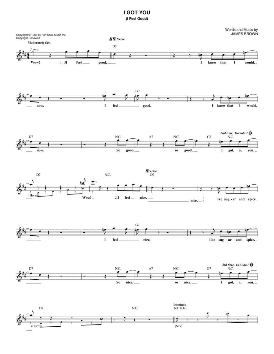 I Got You (I Feel Good) I Got You (I Feel Good) Piano scores gallery preview page 1