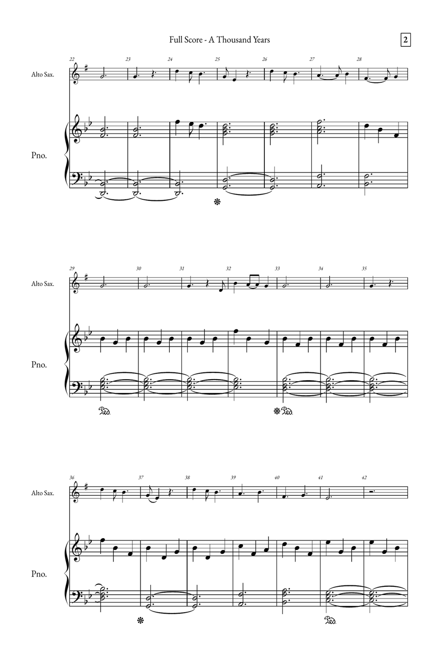 A Thousand Years Alto Saxophone scores gallery preview page 2