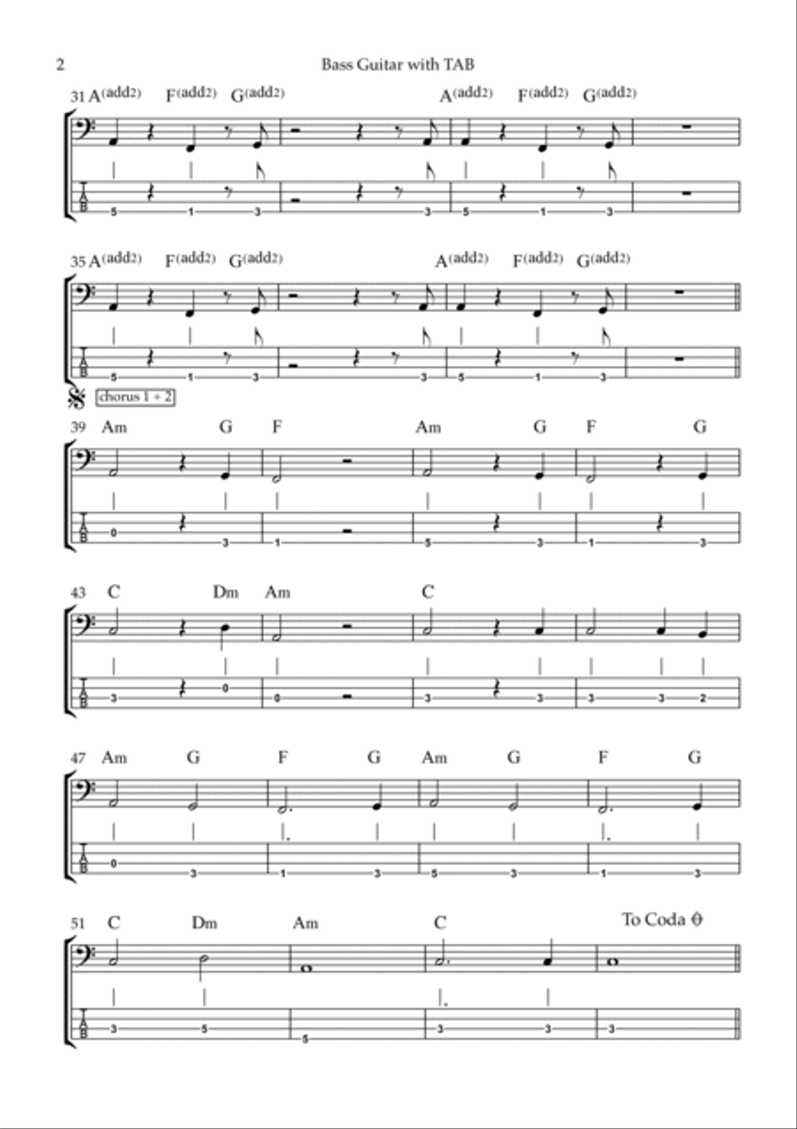 No Tears Left To Cry Bass Guitar scores gallery preview page 2