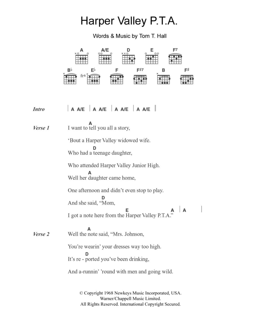 Harper Valley P.T.A. Electric Guitar scores gallery preview page 1
