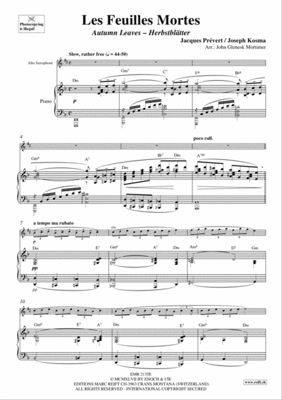 Les Feuilles Mortes Alto Saxophone scores gallery preview page 3