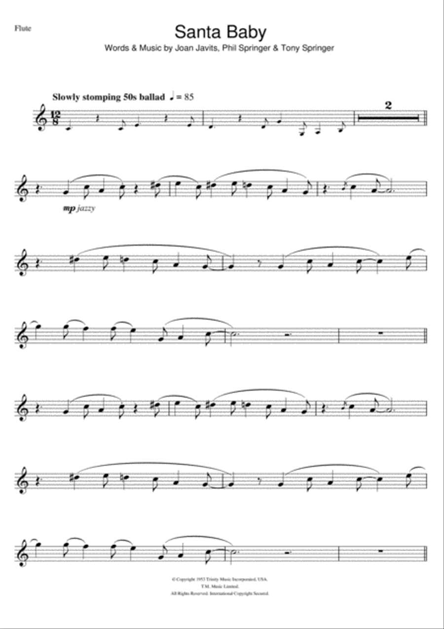 Santa Baby Santa Baby Flute Solo scores gallery preview page 1