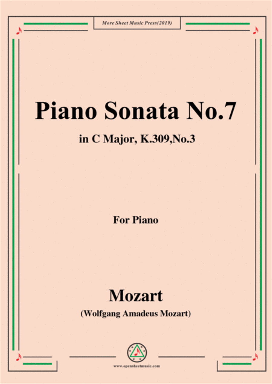 Mozart-Piano Sonata No.7 in C Major,K.309,No.3 Piano Solo scores gallery preview page 1
