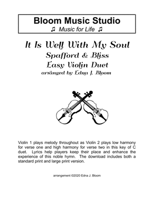 Book cover for It Is Well With My Soul Easy Violin Duet