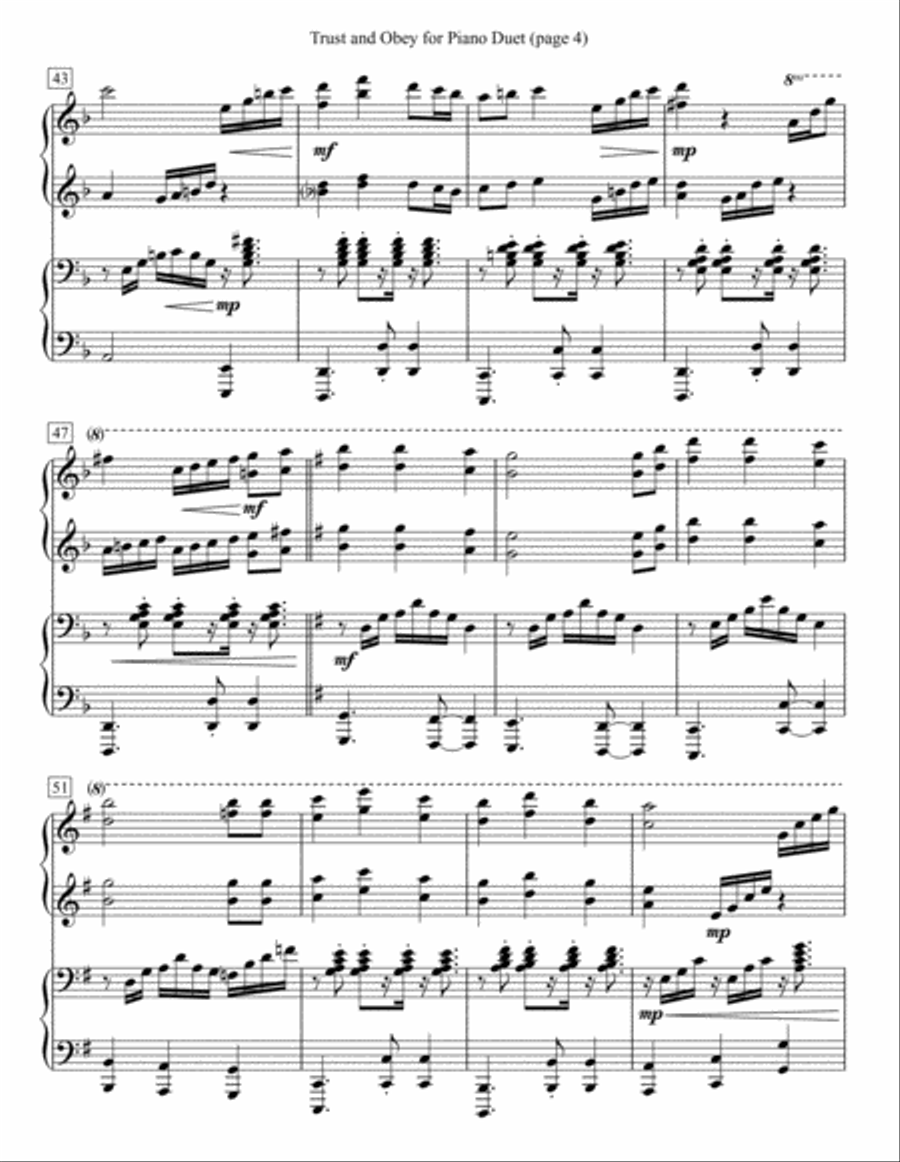 Trust and Obey for Piano Duet 1 Piano, 4-Hands scores gallery preview page 4