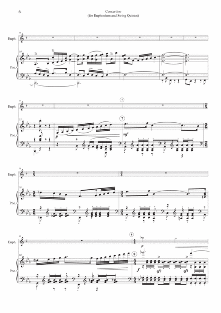 Concertino for Euphonium and String Quintet (Piano Reduction) image number null