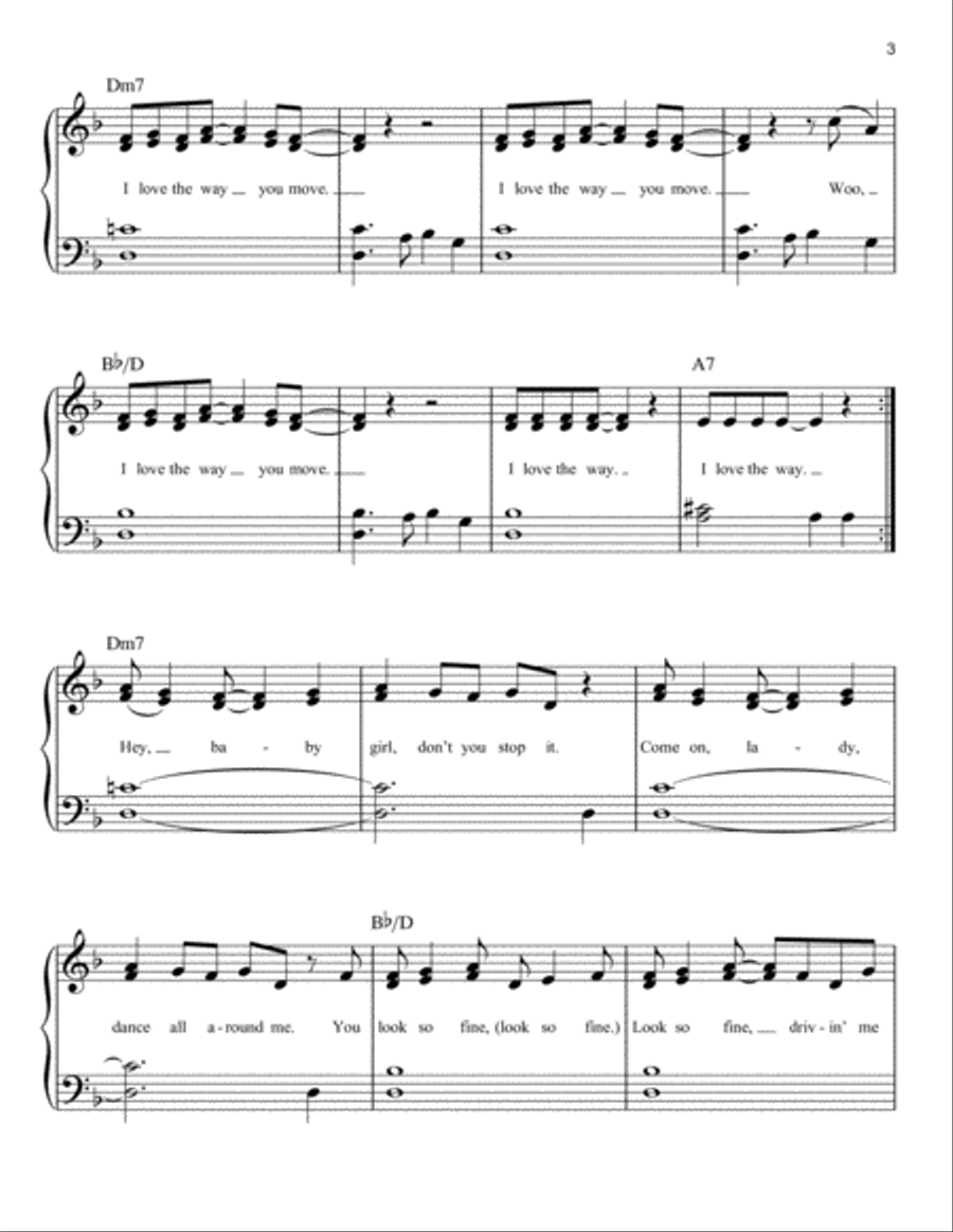 The Way You Move (feat. Sleepy Brown) Easy Piano scores gallery preview page 3