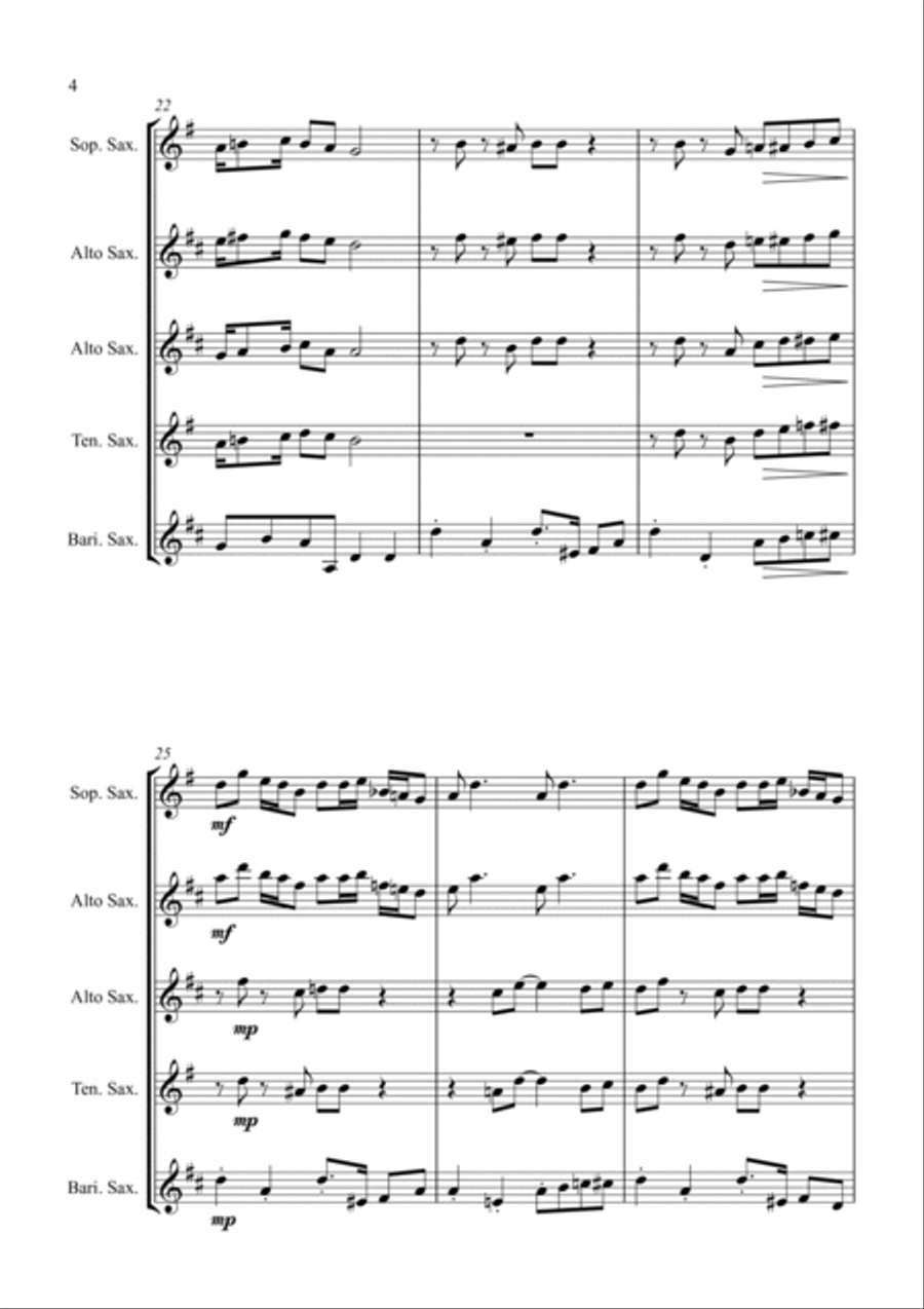 Camptown Races - For Saxophone Quartet Saxophone Quartet scores gallery preview page 4