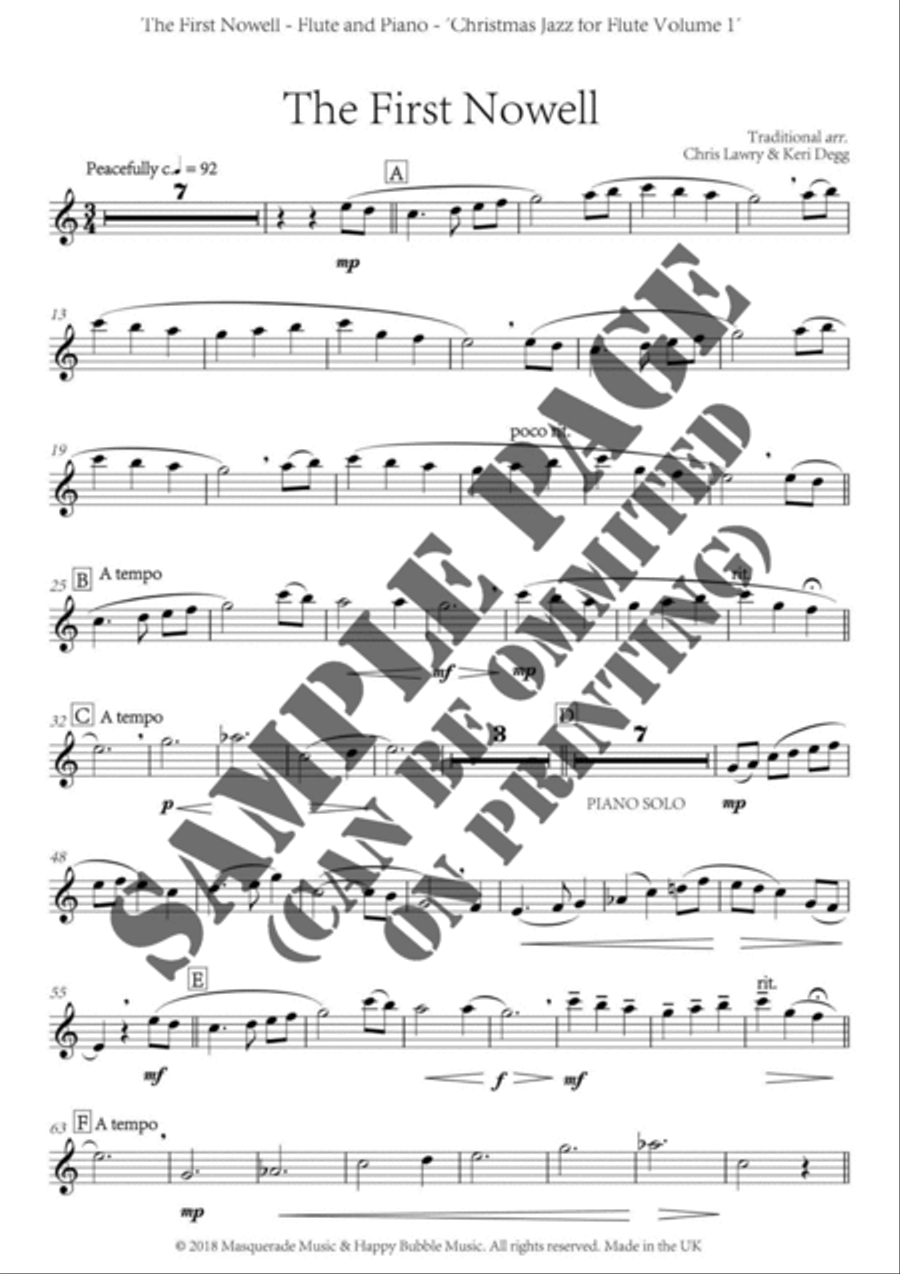 Christmas Jazz Volume 1 (flute) - 5 Christmas/Holiday pieces in Jazz Styles (also Funk, and Ballad) image number null