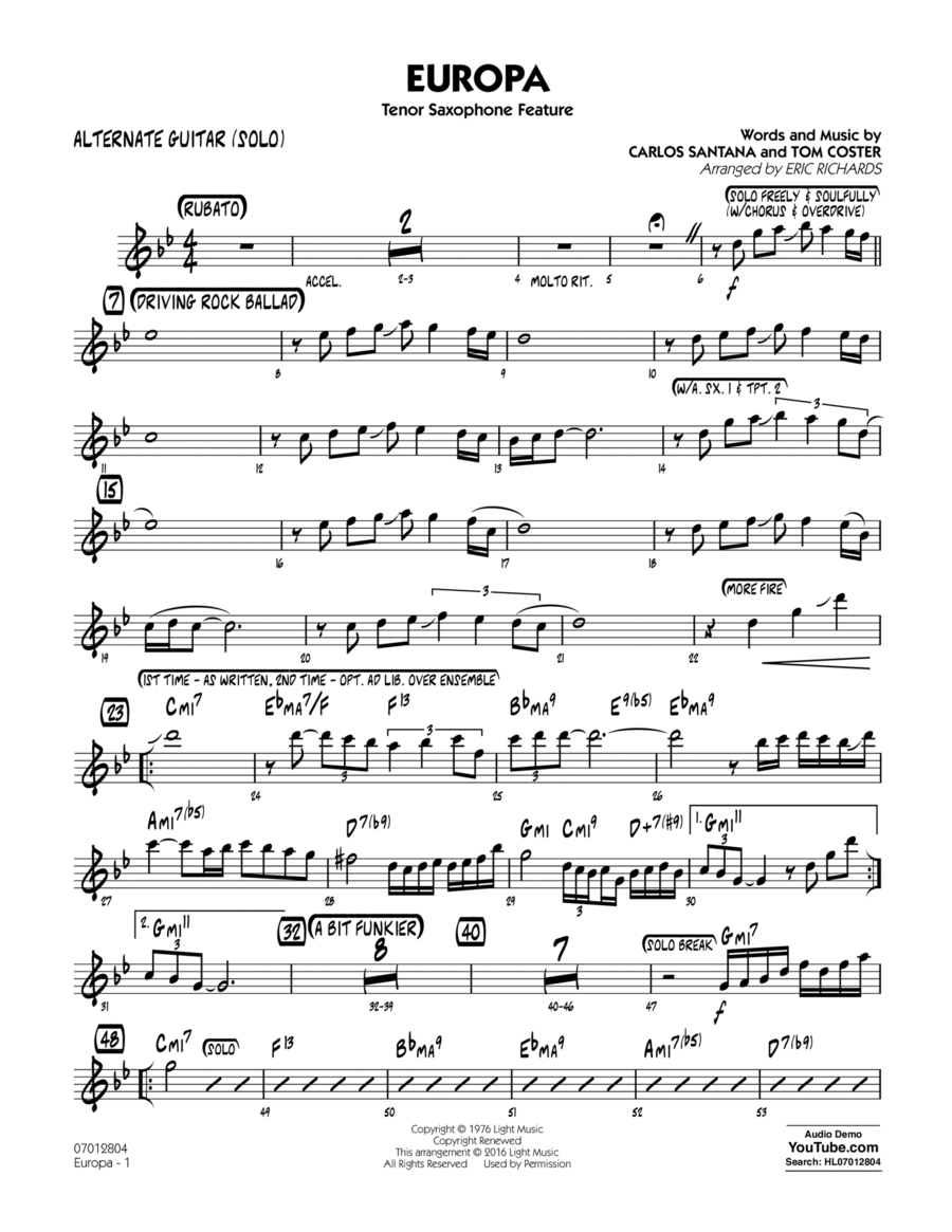 Europa - Alternate Guitar (Solo) Part scores gallery preview page 1