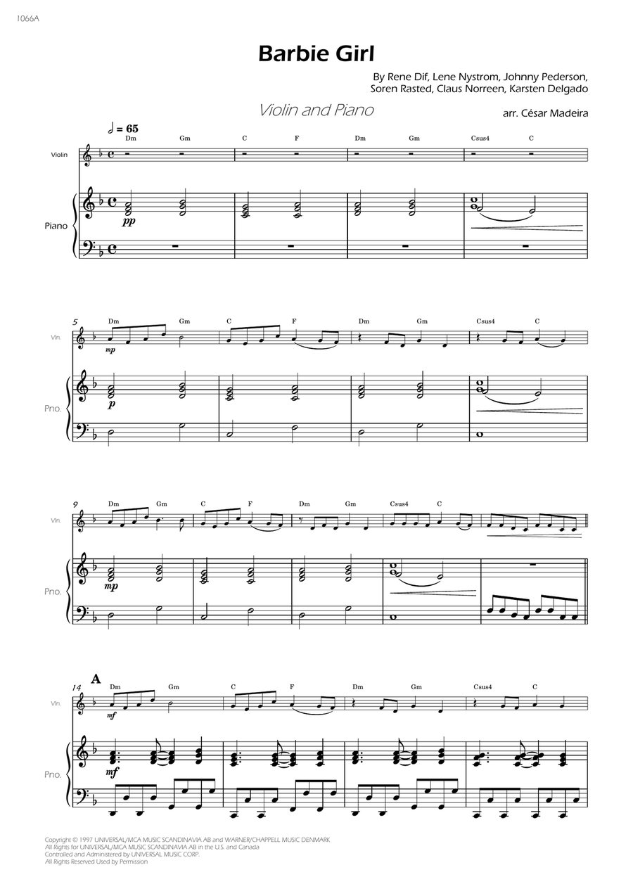 Barbie Girl Violin Solo scores gallery preview page 3