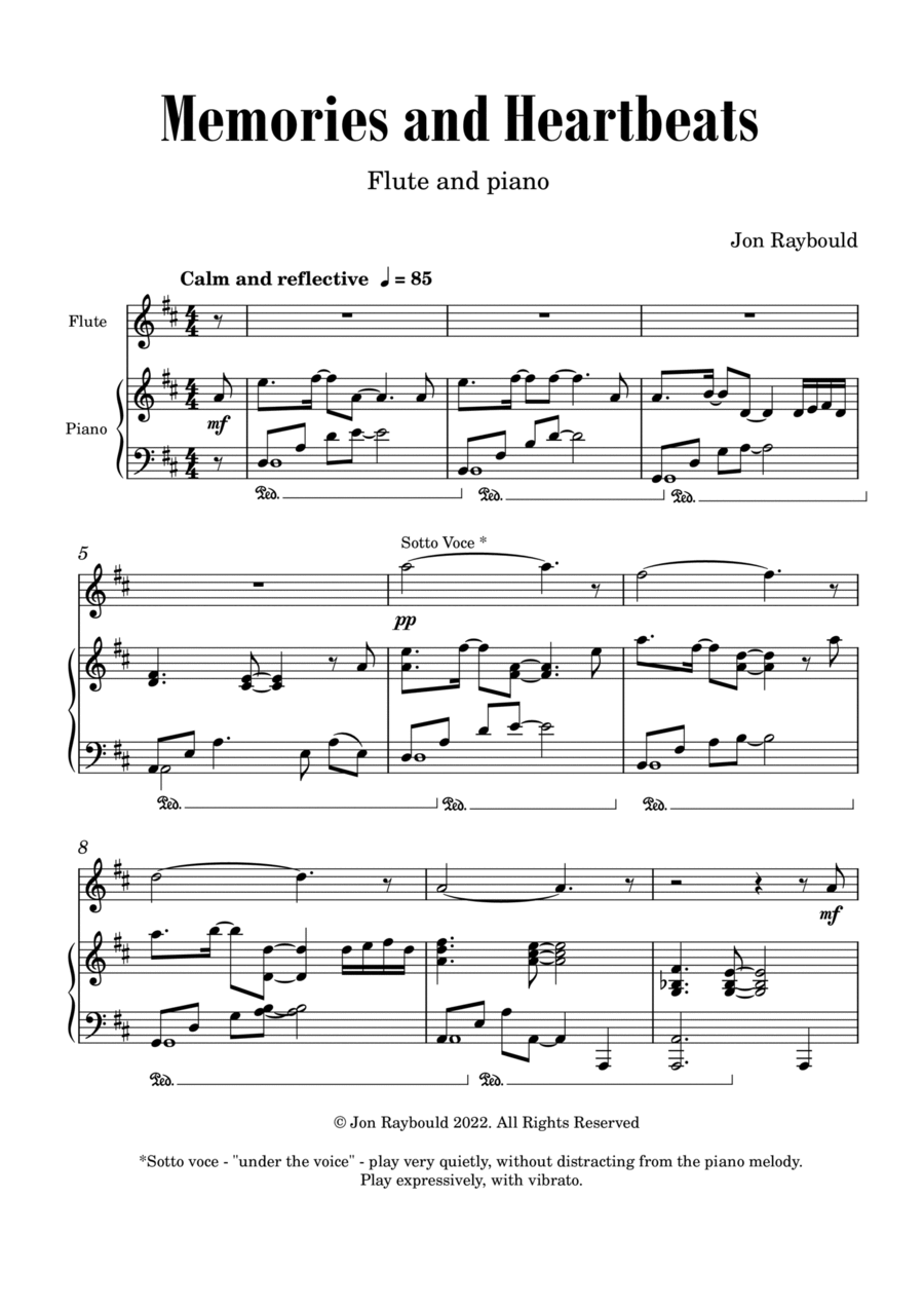 Memories and Heartbeats Memories and Heartbeats Flute Solo scores gallery preview page 1