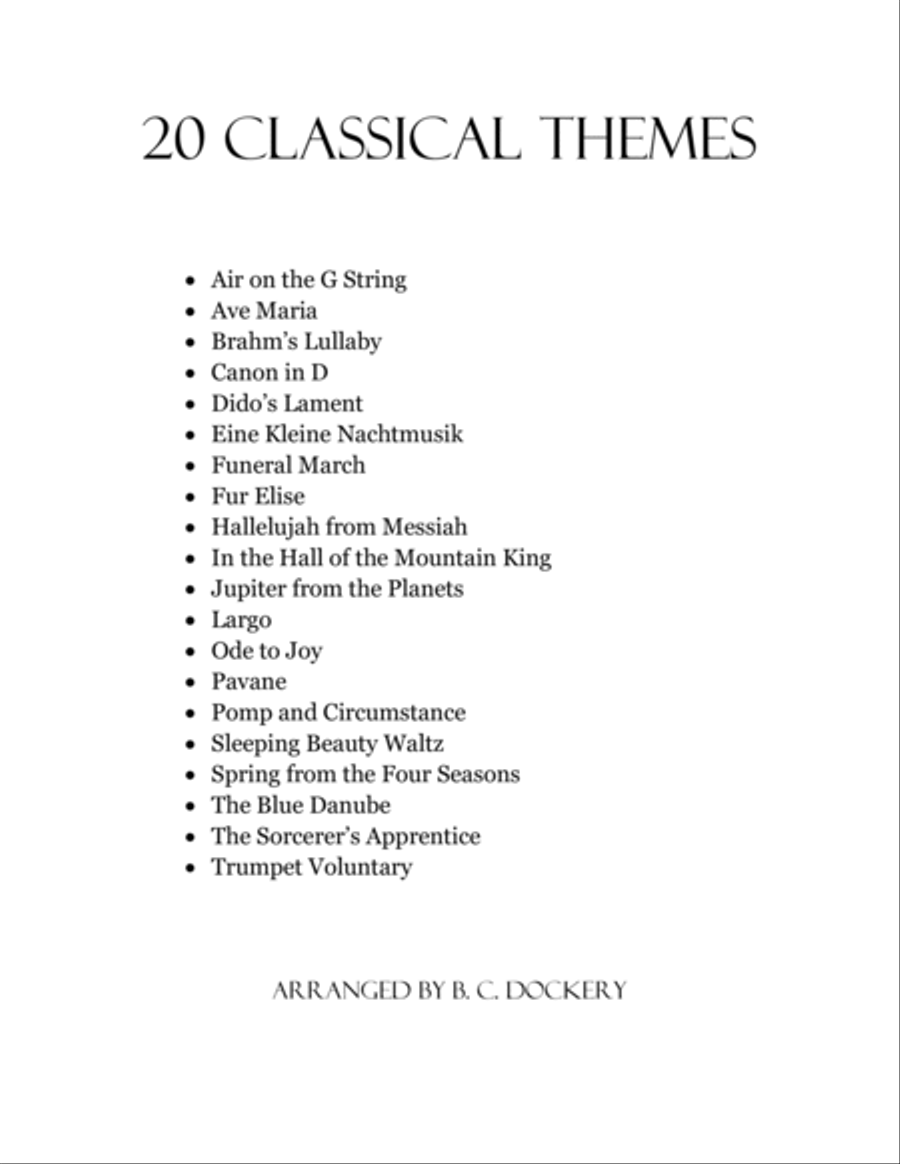 20 Classical Themes for 2 Violins with Piano Accompaniment image number null