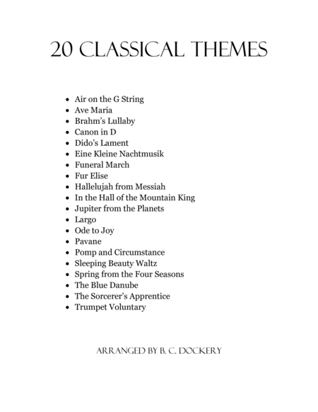 20 Classical Themes for 2 Violins with Piano Accompaniment
