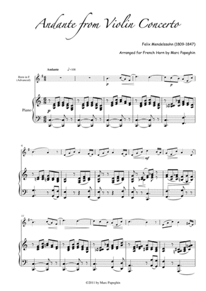 Andante from Mendelssohn’s Violin Concerto // French Horn Arrangement (advanced)