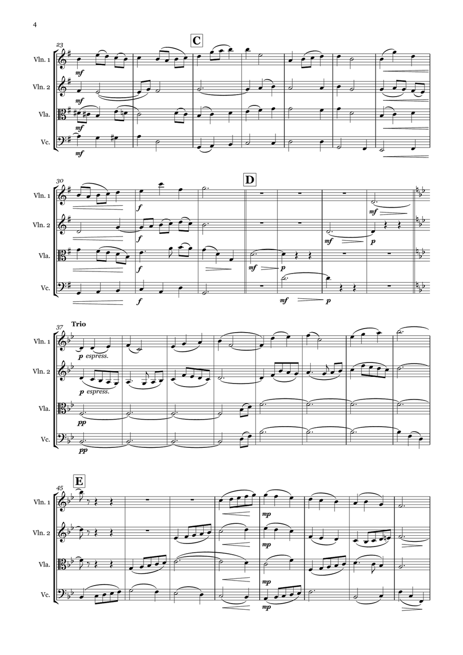 Princess Alexandra's Minuet (string quartet) String Quartet scores gallery preview page 6