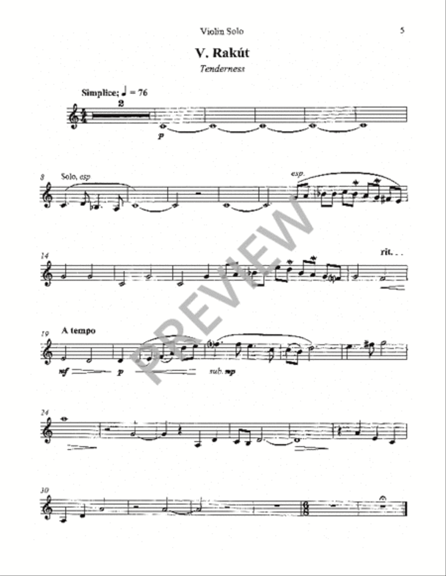 Five Hebrew Love Songs (Solo Violin Score) Choir scores gallery preview page 8