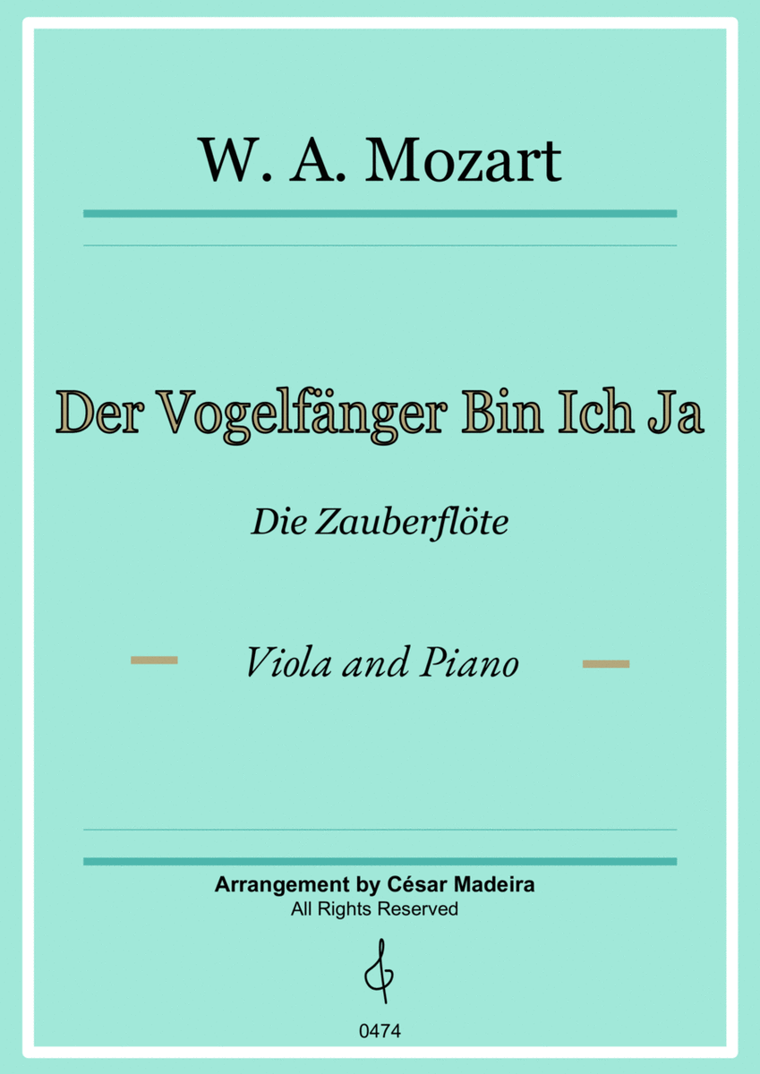 Der Vogelfänger Bin Ich Ja - Viola and Piano (Full Score) image number null