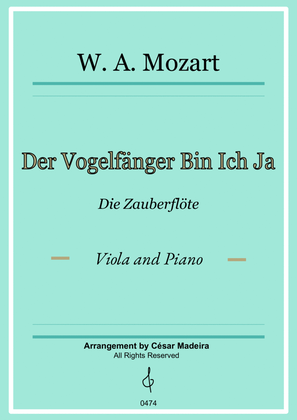 Der Vogelfänger Bin Ich Ja - Viola and Piano (Full Score)