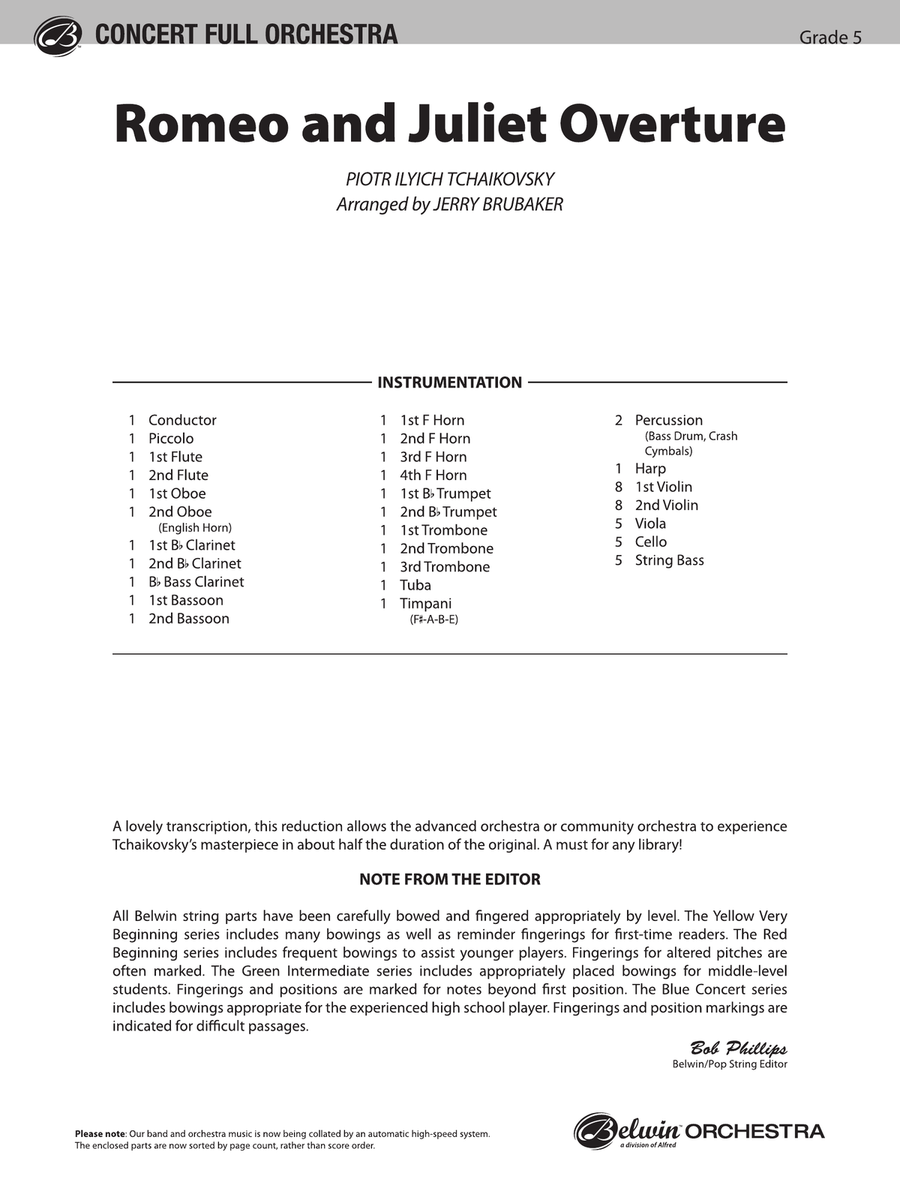 Romeo and Juliet Overture: Score
