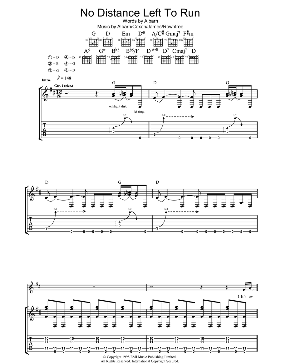 No Distance Left To Run Acoustic Guitar scores gallery preview page 1