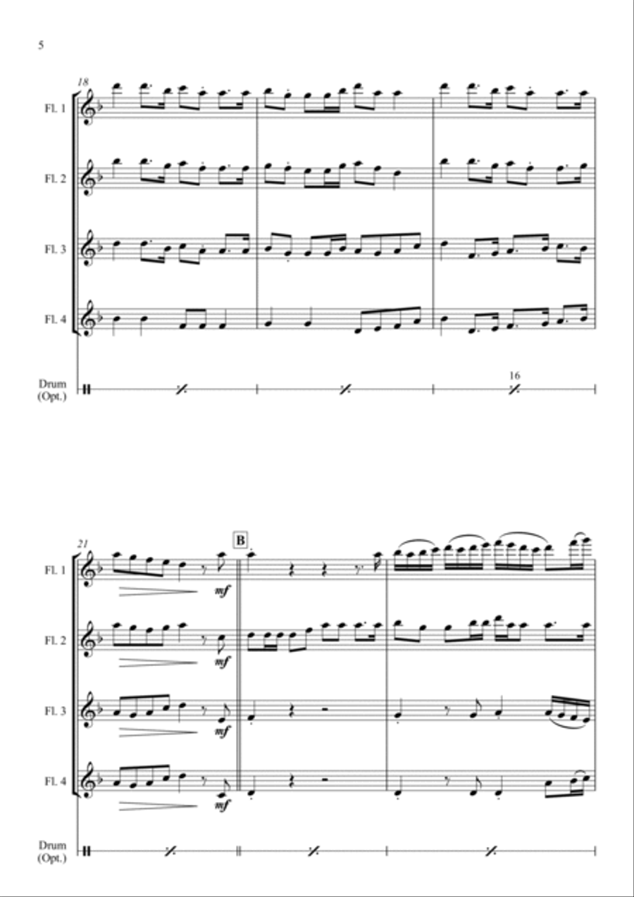 Wellerman (Song of the Wellerman) - for Flute Quartet Flute Quartet scores gallery preview page 6