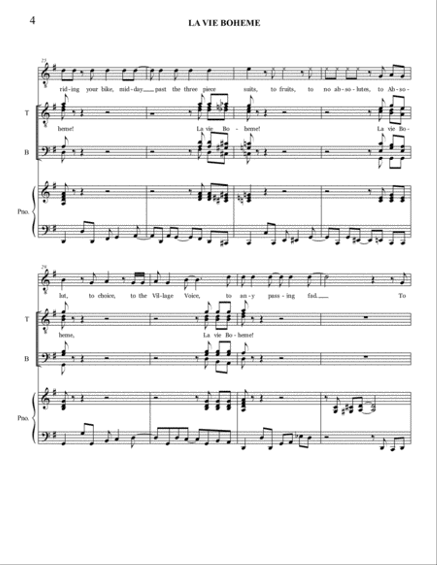La Vie Boheme TTBB scores gallery preview page 4