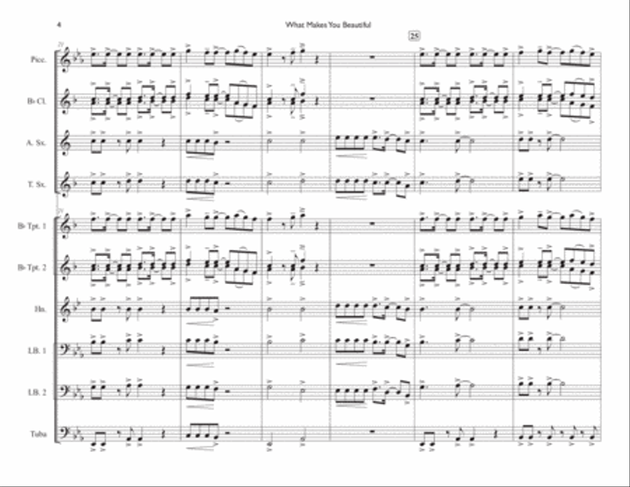 What Makes You Beautiful Marching Band scores gallery preview page 4