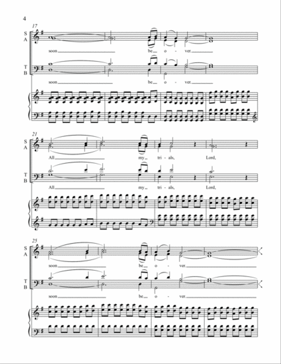 Gospel Songs: All My Trials 4-Part scores gallery preview page 4