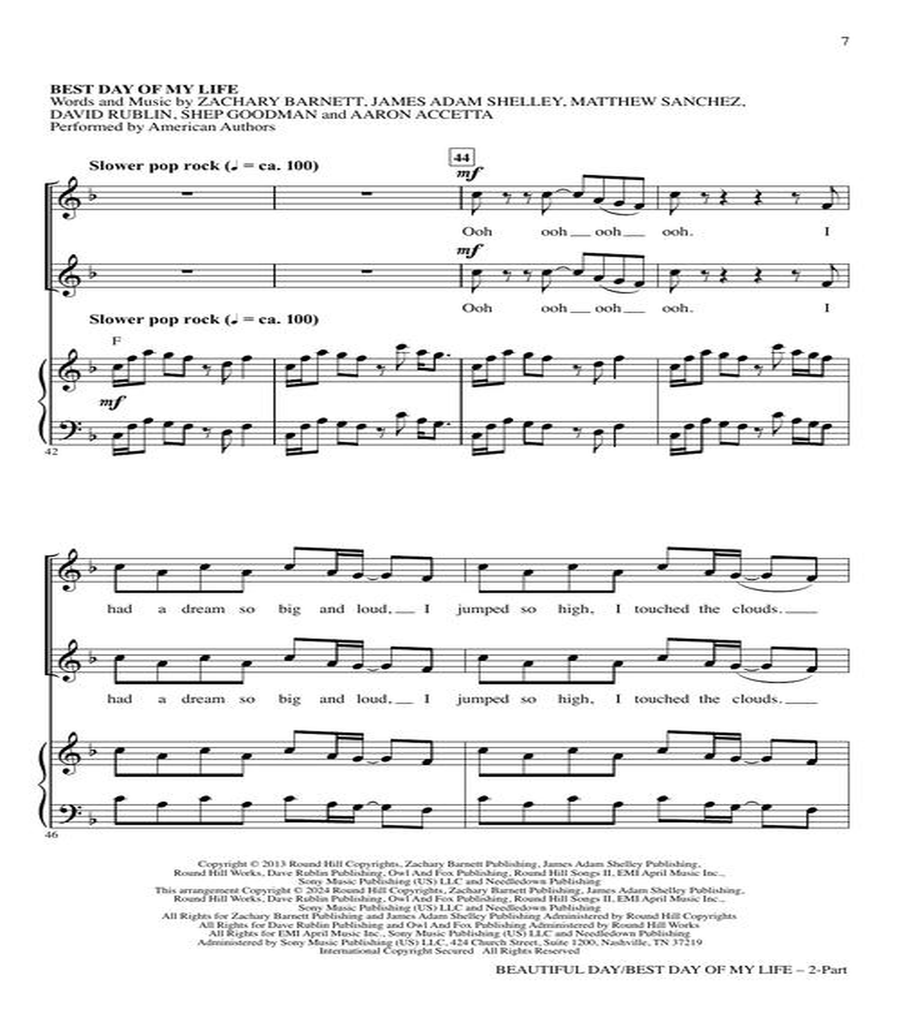 Beautiful Day/Best Day of My Life (Medley) 2-Part scores gallery preview page 5