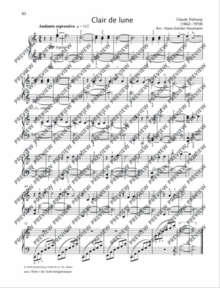 Clair de lune Piano Solo scores gallery preview page 2