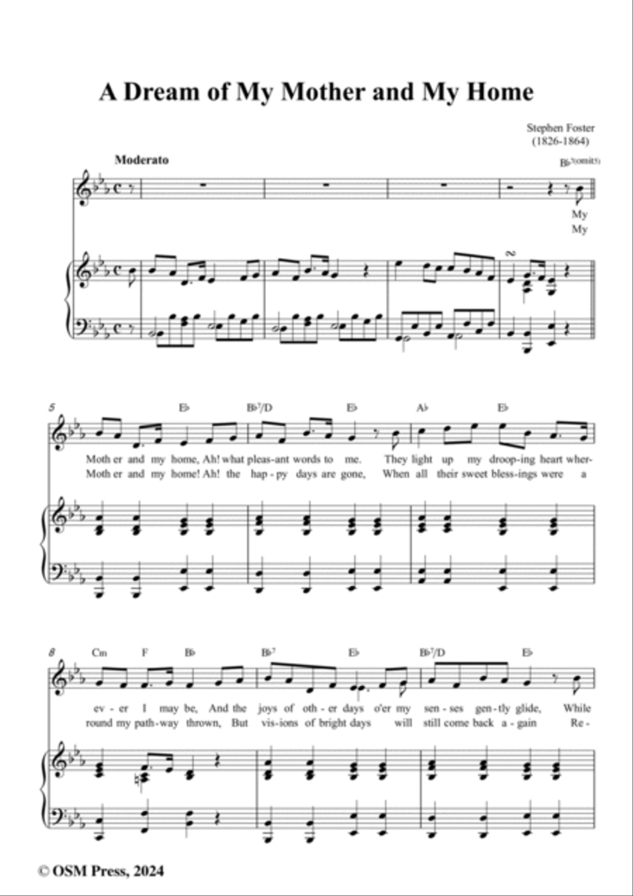 S. Foster-A Dream of My Mother and My Home,in E flat Major Voice scores gallery preview page 2