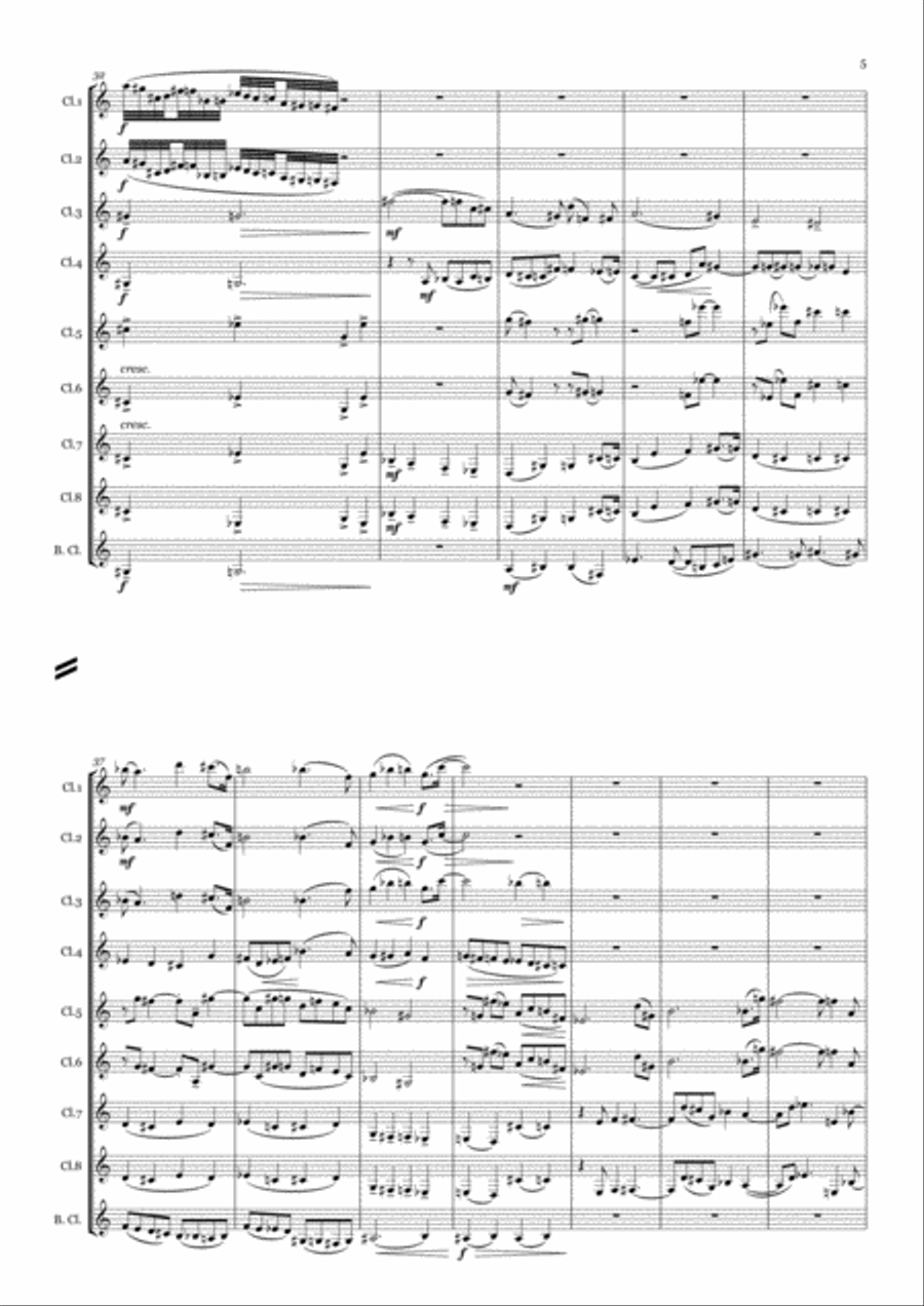 Requiem II for 9 Clarinets Woodwind Ensemble scores gallery preview page 5