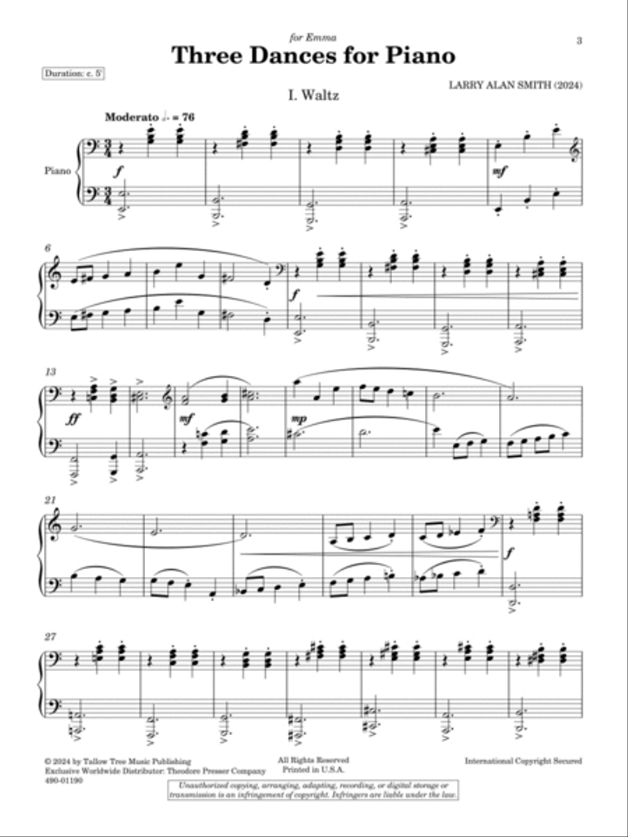 Three Dances for Piano Chamber Music scores gallery preview page 2