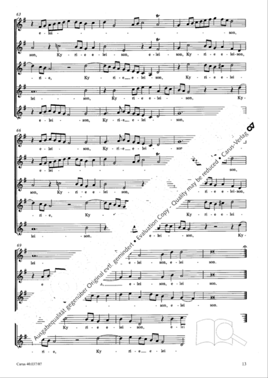 Kyrie in D minor 4-Part scores gallery preview page 14