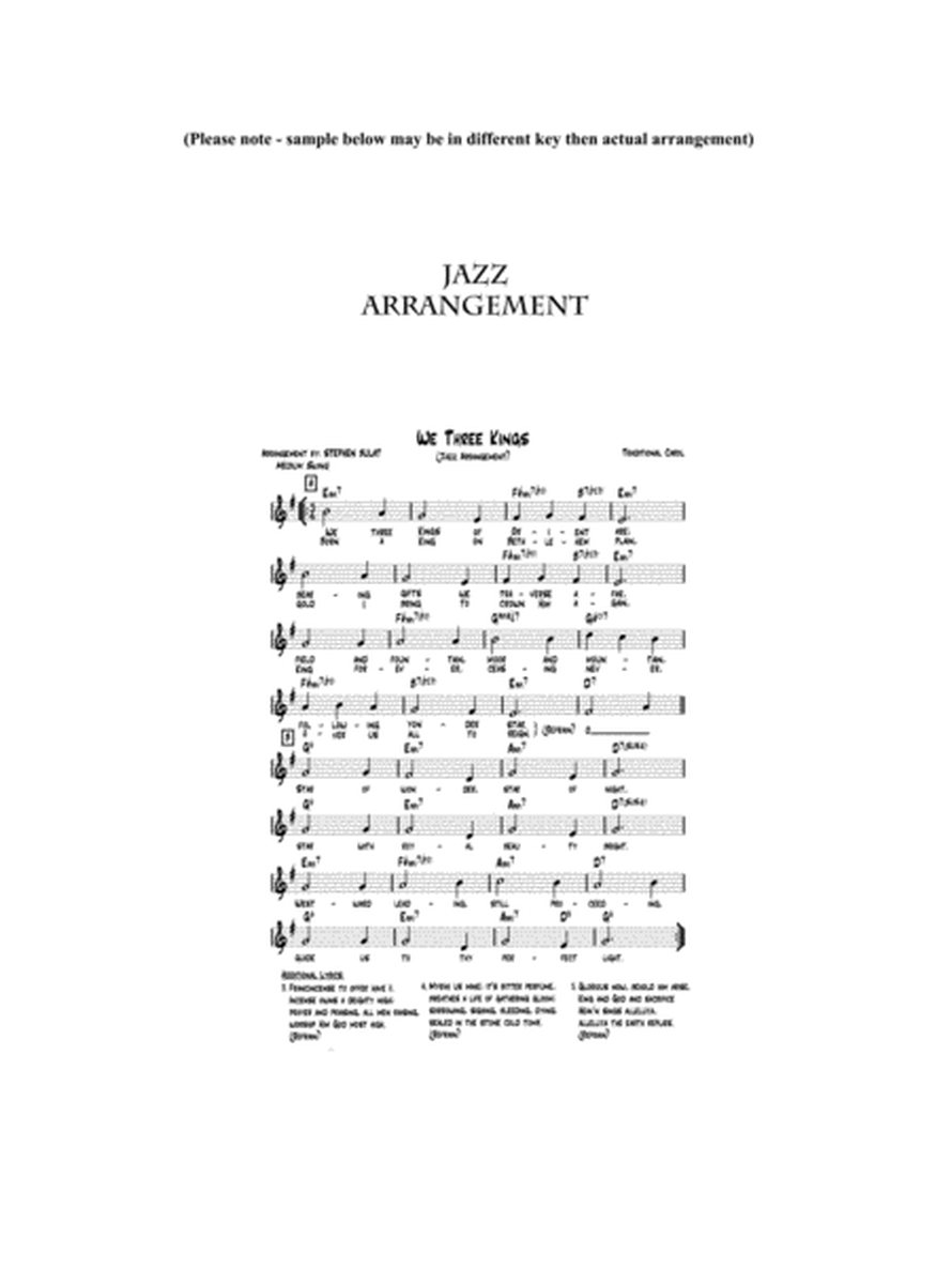 We Three Kings - Lead sheet arranged in traditional and jazz style (key of Em)