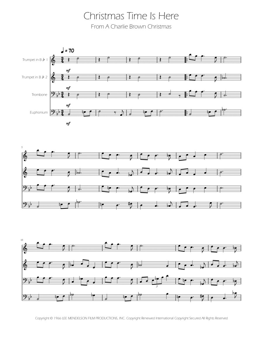 Christmas Time Is Here Christmas Time Is Here Brass Quartet scores gallery preview page 1