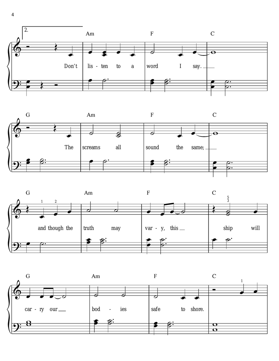 Little Talks Little Talks Easy Piano scores gallery preview page 4
