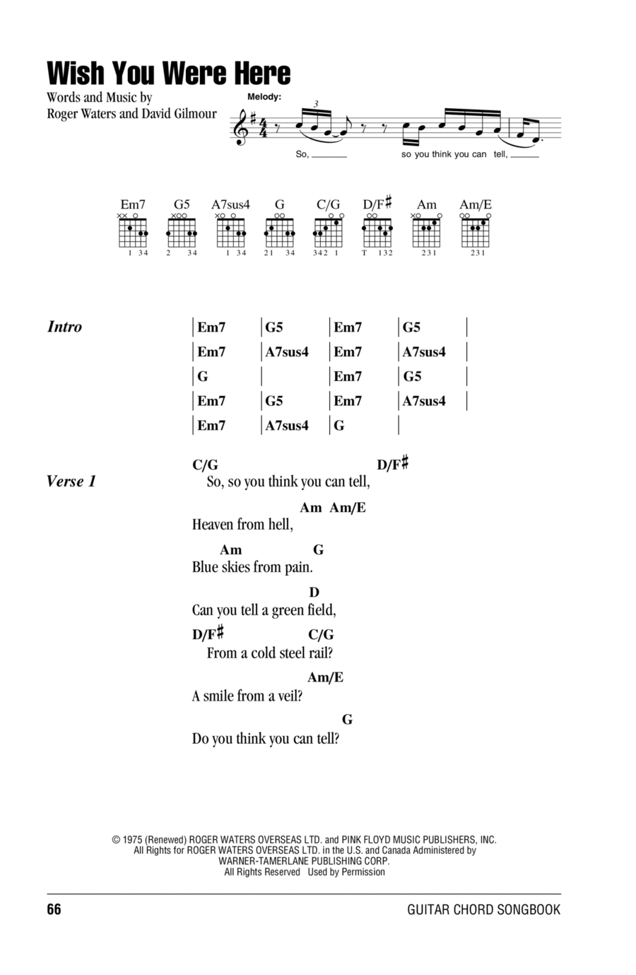 Wish You Were Here Acoustic Guitar scores gallery preview page 1
