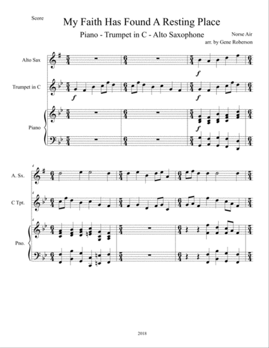 My Faith Has Found a Resting Place Trumpet - Sax Duet Alto Saxophone scores gallery preview page 2