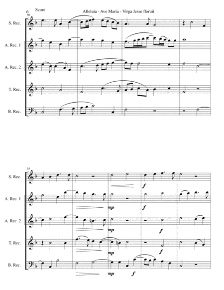 Alleluia - Ave Maria - Virga Jesse floruit arranged for recorder quintet image number null