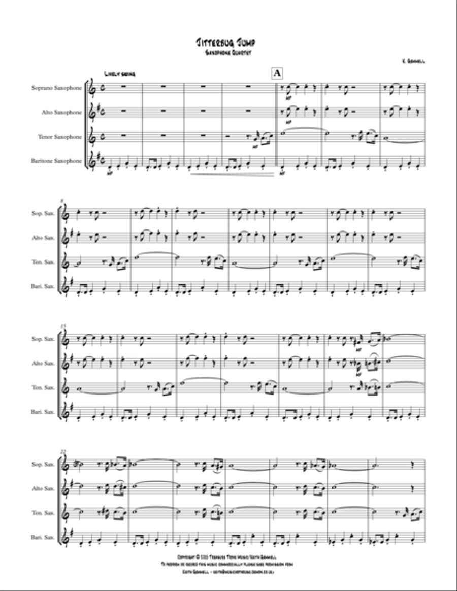 Jitterbug Jump: Saxophone Quartet Saxophone Quartet scores gallery preview page 1