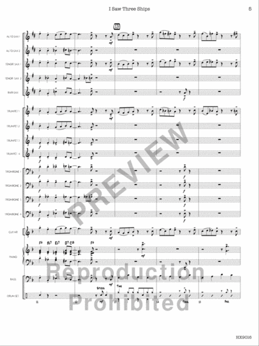 I Saw Three Ships Jazz Ensemble scores gallery preview page 6