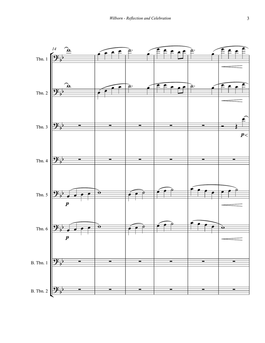 Wilborn - Reflection and Celebration for 8-part Trombone Ensemble Large Ensemble scores gallery preview page 5