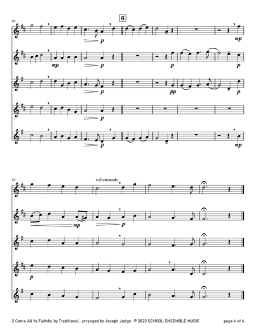 O Come All Ye Faithful for Saxophone Quartet in Schools Saxophone Quartet scores gallery preview page 4