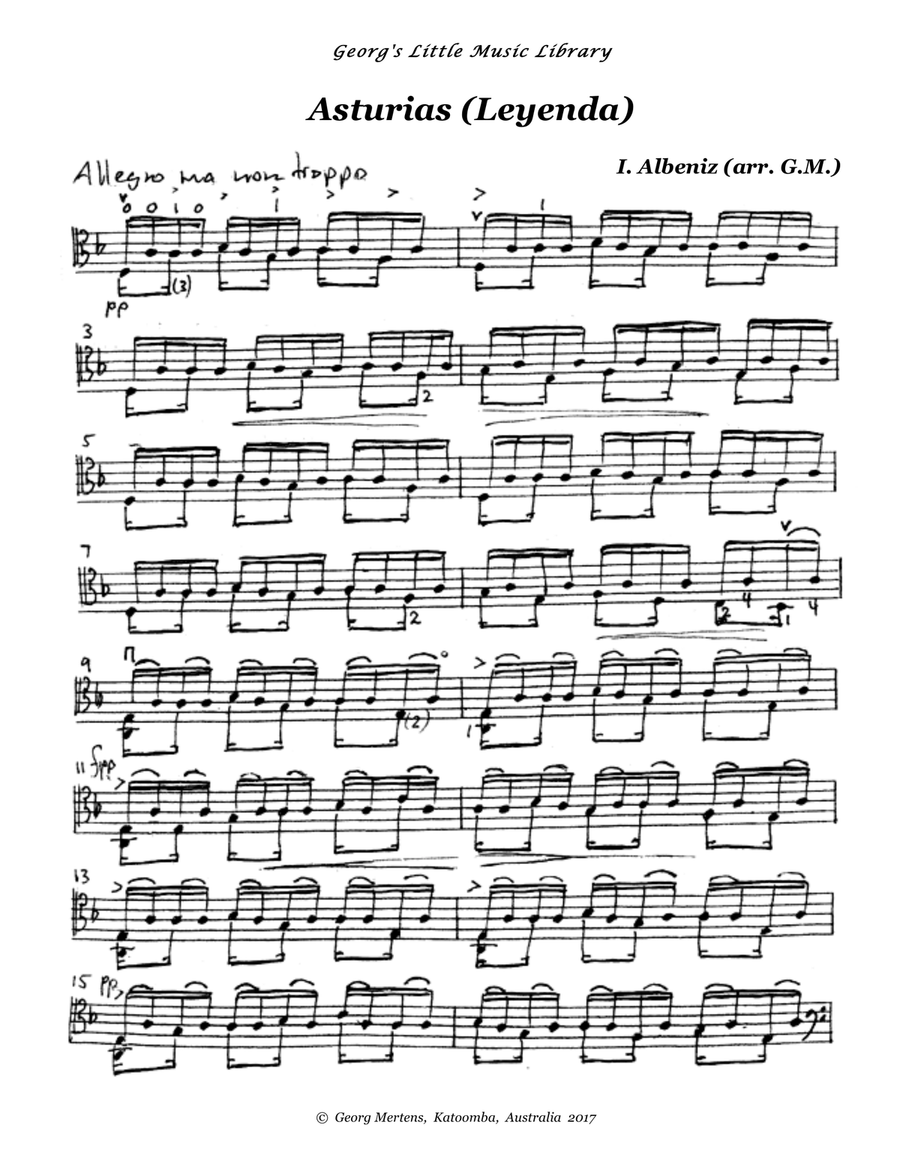 Albeniz Asturias for cello solo Cello Solo scores gallery preview page 4