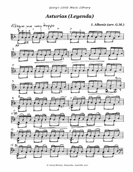 Albeniz Asturias for cello solo image number null